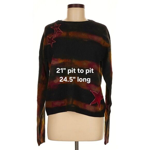 Galadriel Matteo LA Recycled Cashmere Grunge Striped Star Sweater Sz. M - Picture 4 of 8